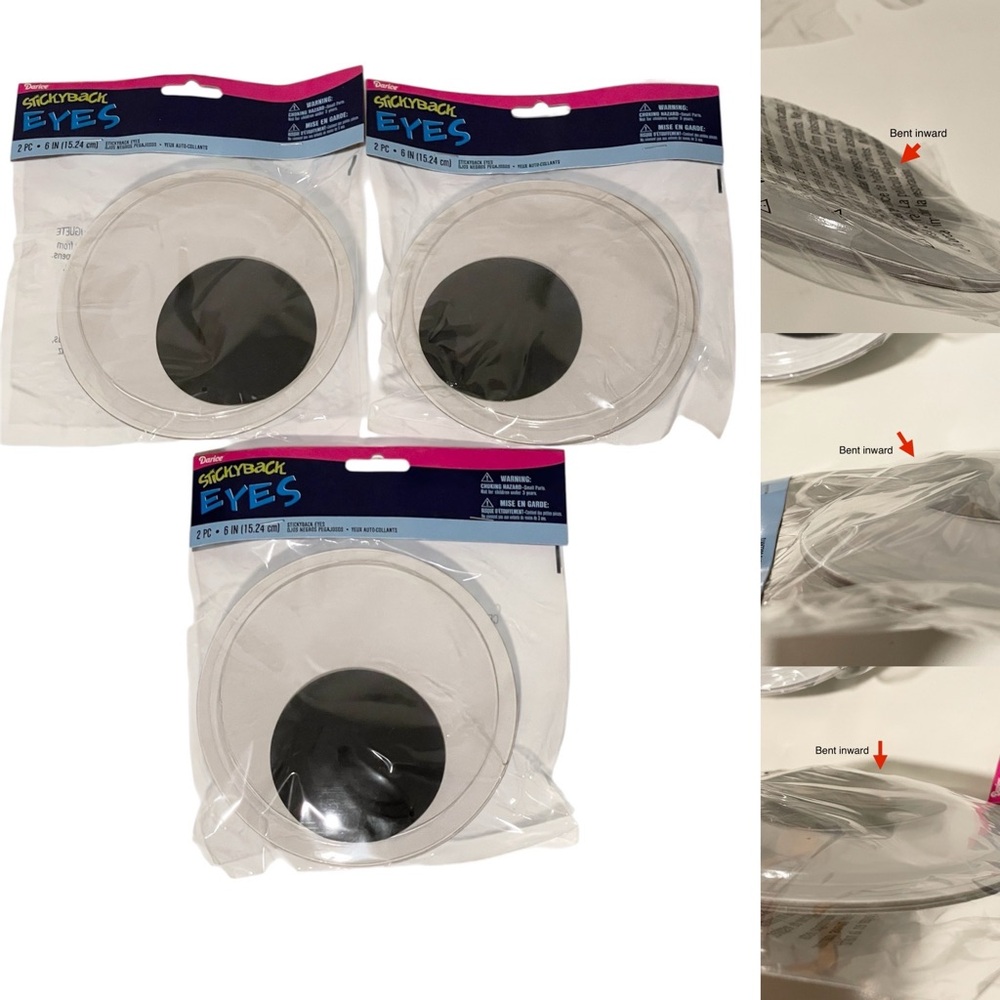 Darice 3-Pack Bundle Sticky Back Large Googly Eyes Arts & Craft Packs
